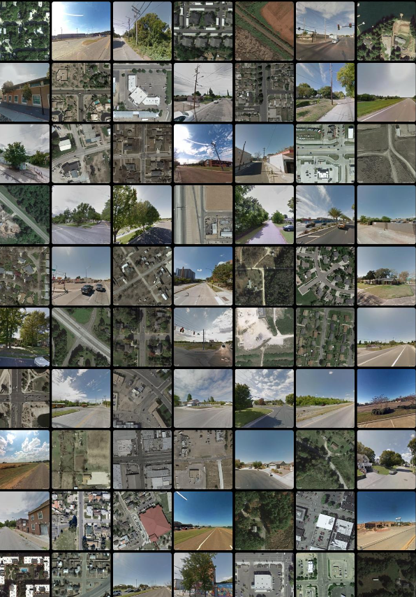 Collage composé de nombreuses photographies aériennes d'un territoire.