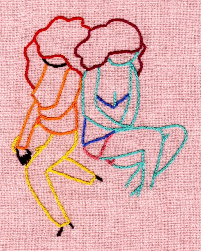 Kesso Saulnier, Les Suites érotiques (détail), 2017, broderie à la main sur tissu