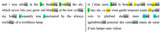 Extrait du poème en anglais d'e. e. cummings et sa traduction française mis en parallèle